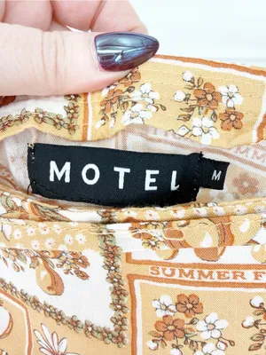 Motel Rocks Stamp‎ Mini Wrap Skirt Women's M Orange Y2K thumbnail 5