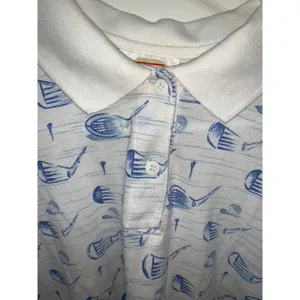 Talbots Women's Polo Shirt Golf Print White‎ Short Sleeve Size Large Casual thumbnail 3