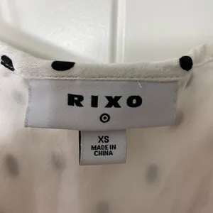 EUC RIXO women’s basketball team white cream black polka dot‎ ruffle lined dress thumbnail 4