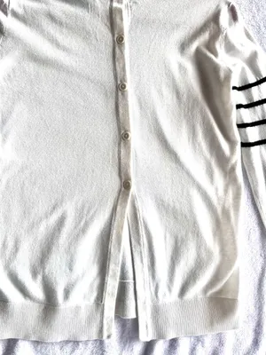 Armani Exchange White/Black Button Back Sweater-Small thumbnail 4