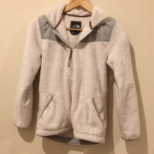 White furry north face fleece jacket thumbnail 2