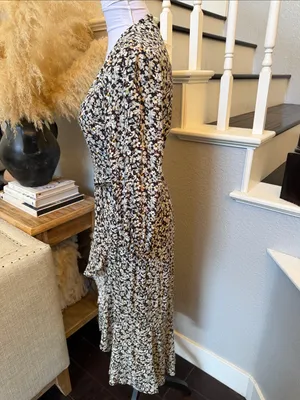 Abercrombie & Fitch Floral Wrap Midi Dress XS Long Sleeve Tiered Feminine thumbnail 4