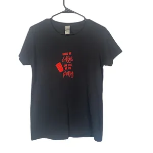 Gildan Black Graphic Bring me Coffee Short Sleeve T-Shirt Women Sz M thumbnail 6