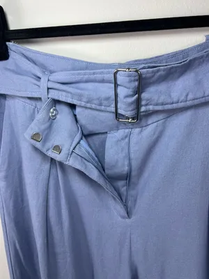 House of Harlow 1960 Wide Leg Pants Periwinkle Blue Belt Linen Resort Coastal 8 thumbnail 8