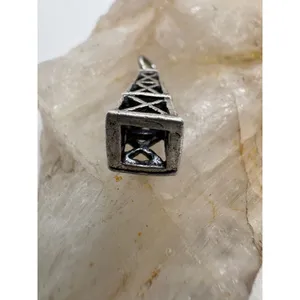 Vintage Sterling Silver Oil Derrick Charm 3D Drilling Rig Pendant STG 925 thumbnail 4