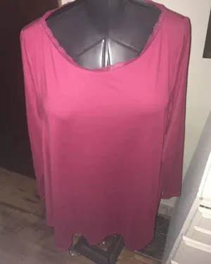 Lane Bryant raspberry pink 18/20 lace detail blouse thumbnail 1