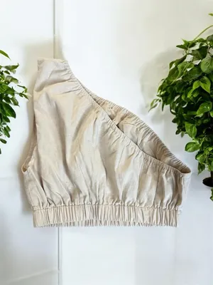 Petal And Pup NWT Ellen Top In Beige One Shoulder Top Size 8 Linen Blend thumbnail 3