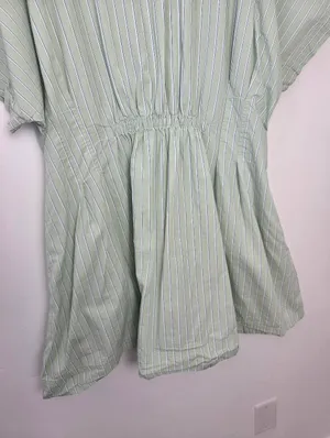 100% Cotton Lime Pastel Green Striped Shirt Dress Academia Preppy Plus Size XXL thumbnail 9