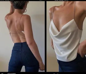 White Draped Open Back Chain Top thumbnail 3