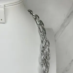 Textured Chain Link Tassel Open Wrap Necklace Silver Tone ✨ thumbnail 9