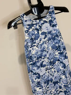 Abercrombie & Fitch Blue Floral Linen Blend Shift Dress XS thumbnail 3