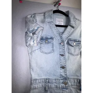 Celebrity Pink Light Wash Denim Button Down Mini Dress juniors Small thumbnail 5