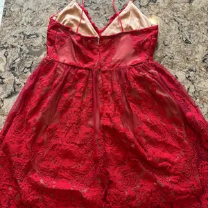 Red Lace Dress AUDINE Southern Fried Chics Antique Lace Western Boho Prom Sz M thumbnail 5