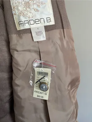Arden B Taupe Military-Style Peplum Jacket with Gold Buttons thumbnail 7
