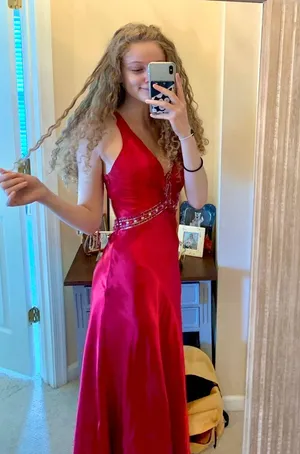 Faviana Red Satin Prom Dress thumbnail 1