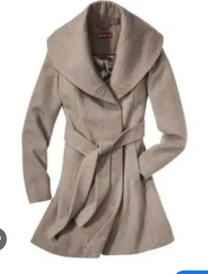 NWOT Merona® Women's Shawl Collar Coat Brown/taupe Pea Coat sz small thumbnail 1