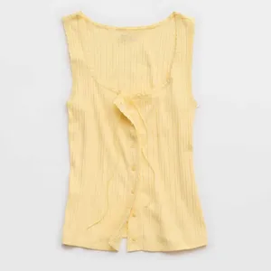Yellow Stretchy Ribbed Tank Top Small thumbnail 4