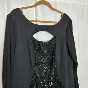 Lane‎ Bryant Black Sequin Front Cut Out Knee Length Dress Size 18 thumbnail 4