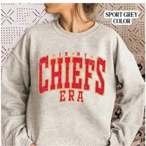 Gildan In My Chiefs Era T-shirt Travis Kelce Kansas City Sweatshirt Size Medium Grey thumbnail 1