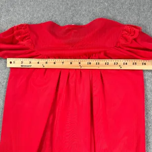 Green Bros. Vintage Robe Sleep Nightgown Size 6 Red Nylon Sheer Lace Trim Button thumbnail 6