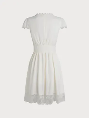 Rihoas Apricot V Neck Lace Splicing Mini Dress thumbnail 8
