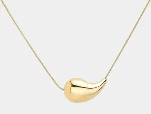 NWT Lux lux 18K gold dipped puffed sideways teardrop 16” necklace thumbnail 1