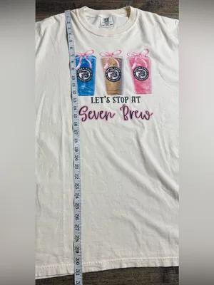 Comfort Colors Cream Tee with Blue, Brown & Pink Drink Graphics thumbnail 6