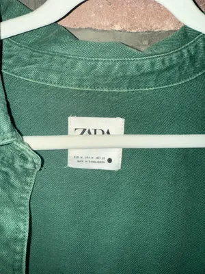Zara Button Up Denim Jacket Green thumbnail 2