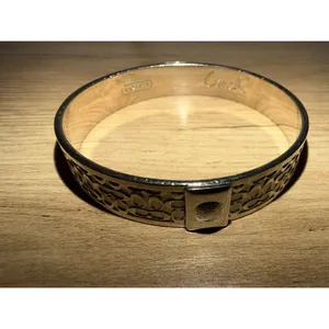 Coach Gold Tone Signature Logo Pattern Bangle Bracelet Signed 8" thumbnail 5