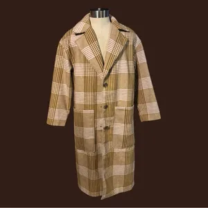 Target A New Day Winter Car Pea Coat Jacket Pink Tan Plaid Women’s Size L Large thumbnail 2