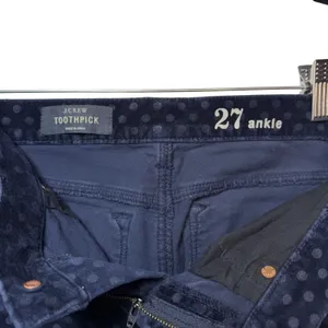 J Crew Toothpick‎ Ankle Pants Navy Velvet Polka Dot Size 27 Holiday Preppy thumbnail 5