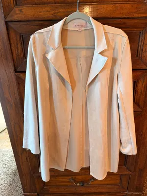 Philosophy Republic Clothing Faux Suede Waterfall Open Front Jacket Small Neutral thumbnail 1