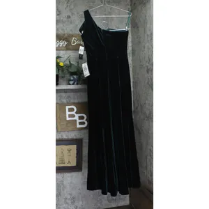 Betsy & Adam Womens One Shoulder Velvet Gown Dress A21575P Hunter Green 6P thumbnail 2