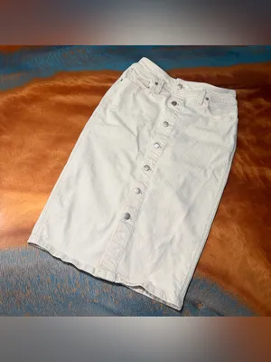Madewell Western Edition High waist Button-Front Denim Skirt Ecru size 28 thumbnail 2