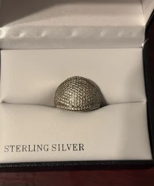 925 Sterling Silver Cubic Zirconia Dome Ring, Size 8 thumbnail 1