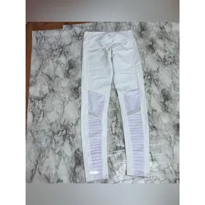 Alo moto leggings white high rise mesh panel size small yoga thumbnail 8