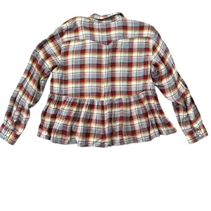 Lucky Brand Plaid Western Pearl Snap Peplum Shirt Red Blue Yellow Rodeo Festival thumbnail 12