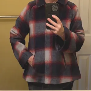 Gap Plaid Wool Blend Swing Coat Girls XXL Navy Red Grey Zip Snap Jacket New thumbnail 11