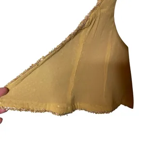 Vintage Y2K Handmade Luxury Gold Sequin Halter neck crop top sz XS thumbnail 4