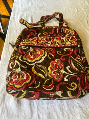 Vera Bradley Brown, Pink & Yellow Quilted Floral Tote thumbnail 5