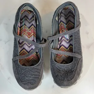 Skechers Womens Mary Jane Shoes 8 Gray Comfort Non-Slip Sneakers Memory Foam thumbnail 9