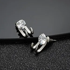 CZ Cubic Zirconia Stud Earrings for Men Women Streetwear Unisex Hip Hop Style thumbnail 2