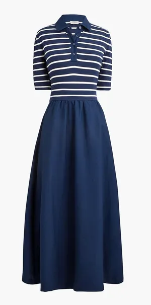 J Crew Factory Striped collared knit polo dress blue white CR820 Size S NWT thumbnail 1