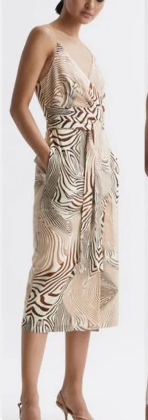 NWOT REISS Rosie Animal print faux wrap dress belted v neck dress size 0 thumbnail 1