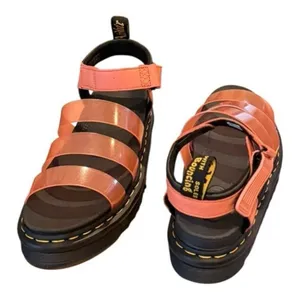 DR. MARTENS Blaire Coral Jelly Glitter Strap Open Toe Sandals Black NEW thumbnail 6