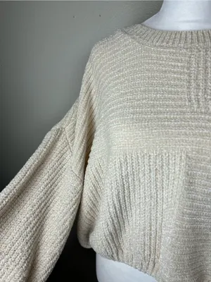 Altar’d State Cozy Cream Textured Knit Women's Sweater size Large thumbnail 3