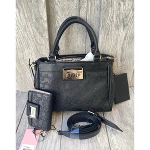 Juicy Couture Black Embossed Logo Satchel with Removable Strap & Wallet thumbnail 2