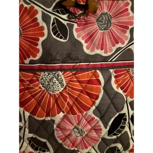 Vera Bradley Lola Quilted Cotton Tote Bag Pink Orange Grey‎ Floral Shoulder Bag thumbnail 2