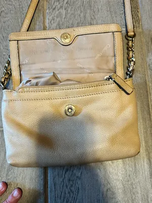 Calvin Klein Cream Leather Crossbody Bag with adjustable strap thumbnail 4