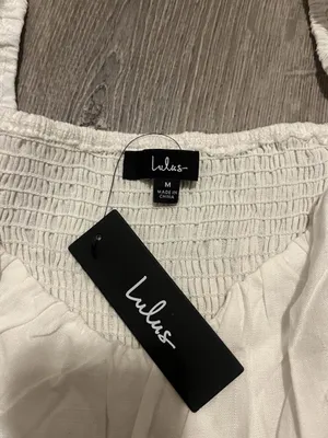 Lulus White Linen Blend Puff Sleeve Mini Dress Womens Size M NWT thumbnail 7